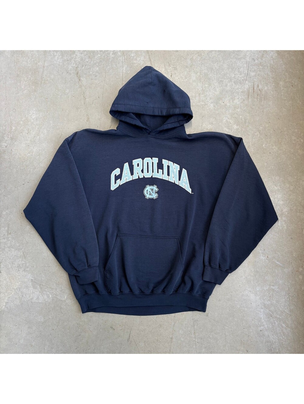 Vintage 90s North Carolina Tar Heels Spellout Faded Hoodie Extra Extra Large